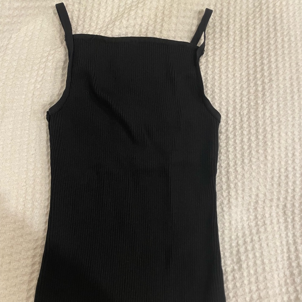 DISSH Ribbed Black Tank- Square Neckline